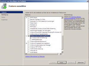 Feature des Windows 2008 Servers zur Sicherung