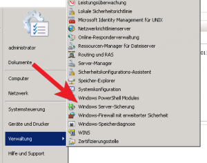 Windows Server Sicherung über Startmenü starten